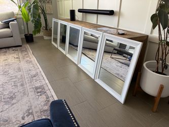 5 White Framed Mirrors $20/each