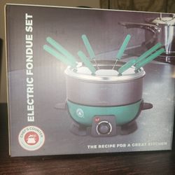 NEW Chef's Counter Electric Dessert Chocolate Cheese Fondue Set Forks Trays