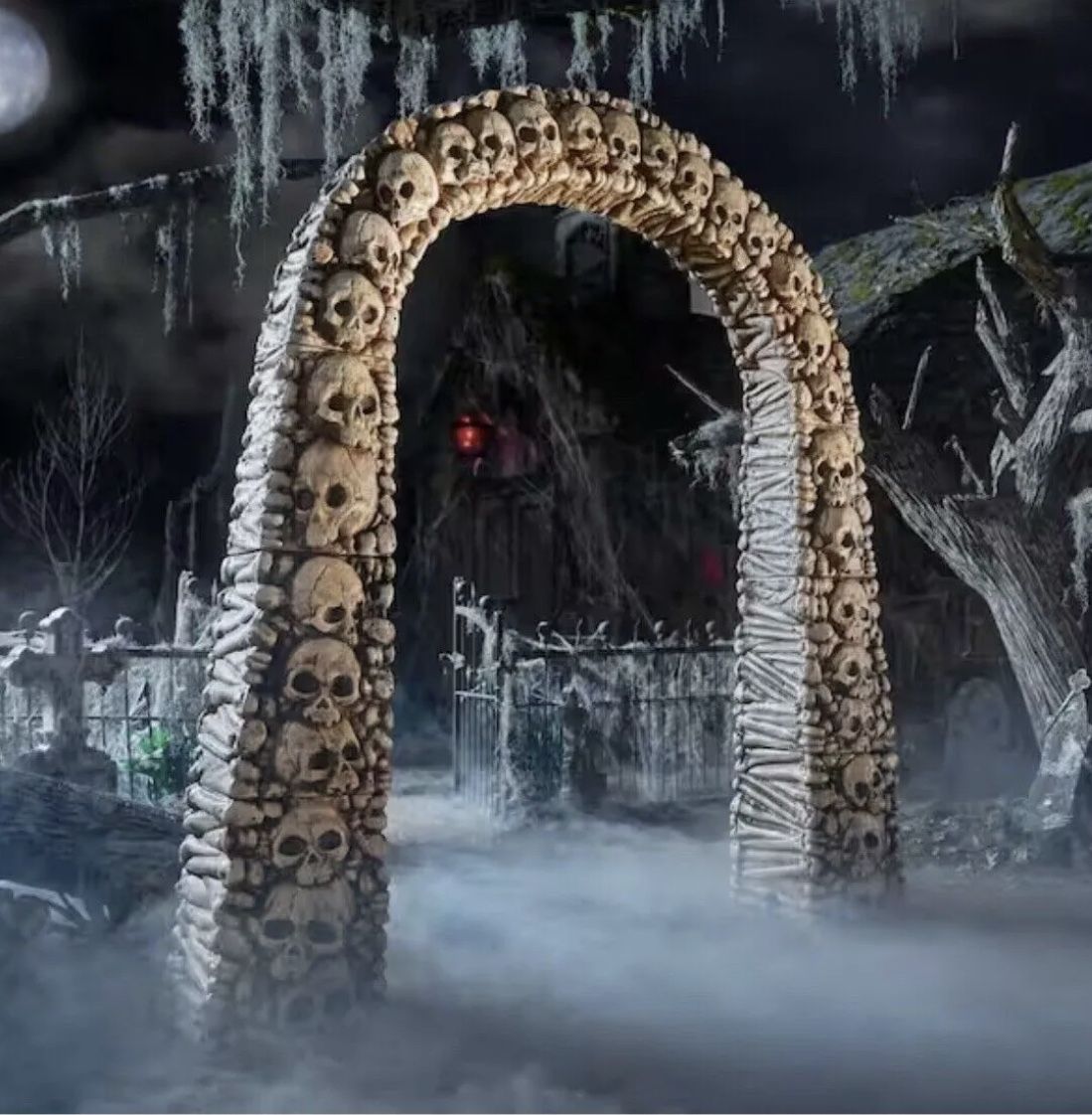 Brand New 7.5 Ft Skull and Bones Archway Home Depot Home Accents IN HAND