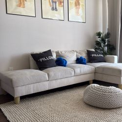 Contemporary White Couch + Chaise Lounge – Great Condition!