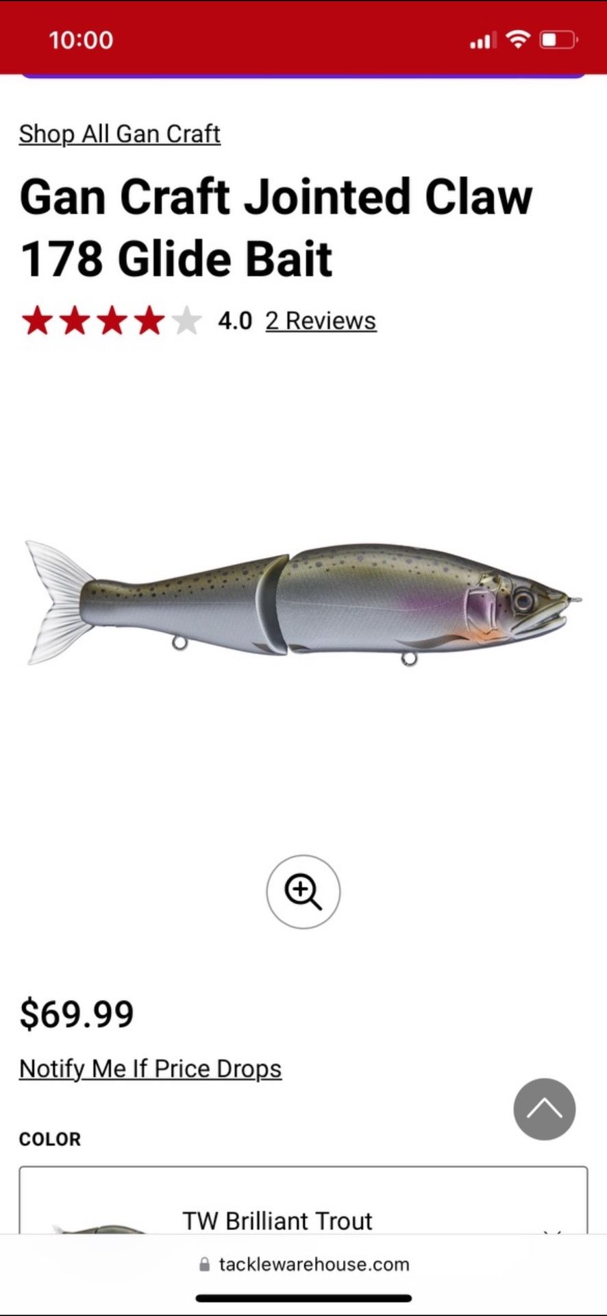 Gan Craft Jointed Claw 178 Glided Bait