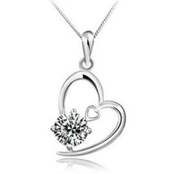 NEW Fashion Women Necklace Heart White Crystalcz Cubic Zirconia Pendant Gift 