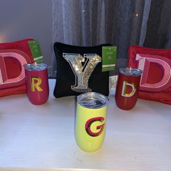 Mini Monogram Wine Tumblers & Pillows