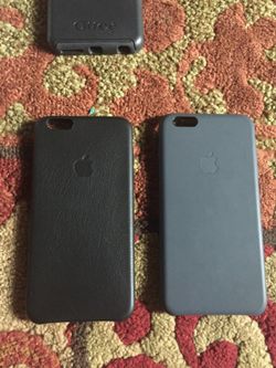 Apple iPhone 6 Plus black leather case