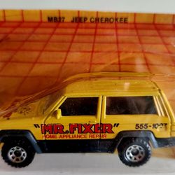 1986 Matchbox Yellow Jeep Cherokee - Mr. Fixer Home Appliance Repair Truck - NEW