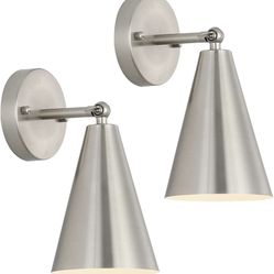 Brushed Nickel Wall Sconce Set of Two