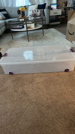 Clear Under-Bed Storage Container with Wheels