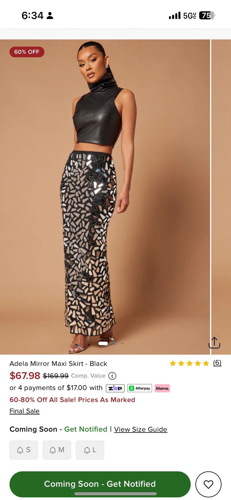 Mirror Maxi Skirt ! Size Small ! Has A Little Stretch