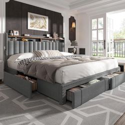 L532 $250  Metal Bed Frames With Headboard