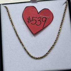 Gold Rope Necklace 10k 8.1g 24in