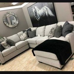 Dellara Chalk U Shape Large Sectional Couch Chaise 👉 Living Room 🌟 Brand New ✅ Delivery Available 🚚