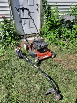 Working lawnmower and trimmer for repair