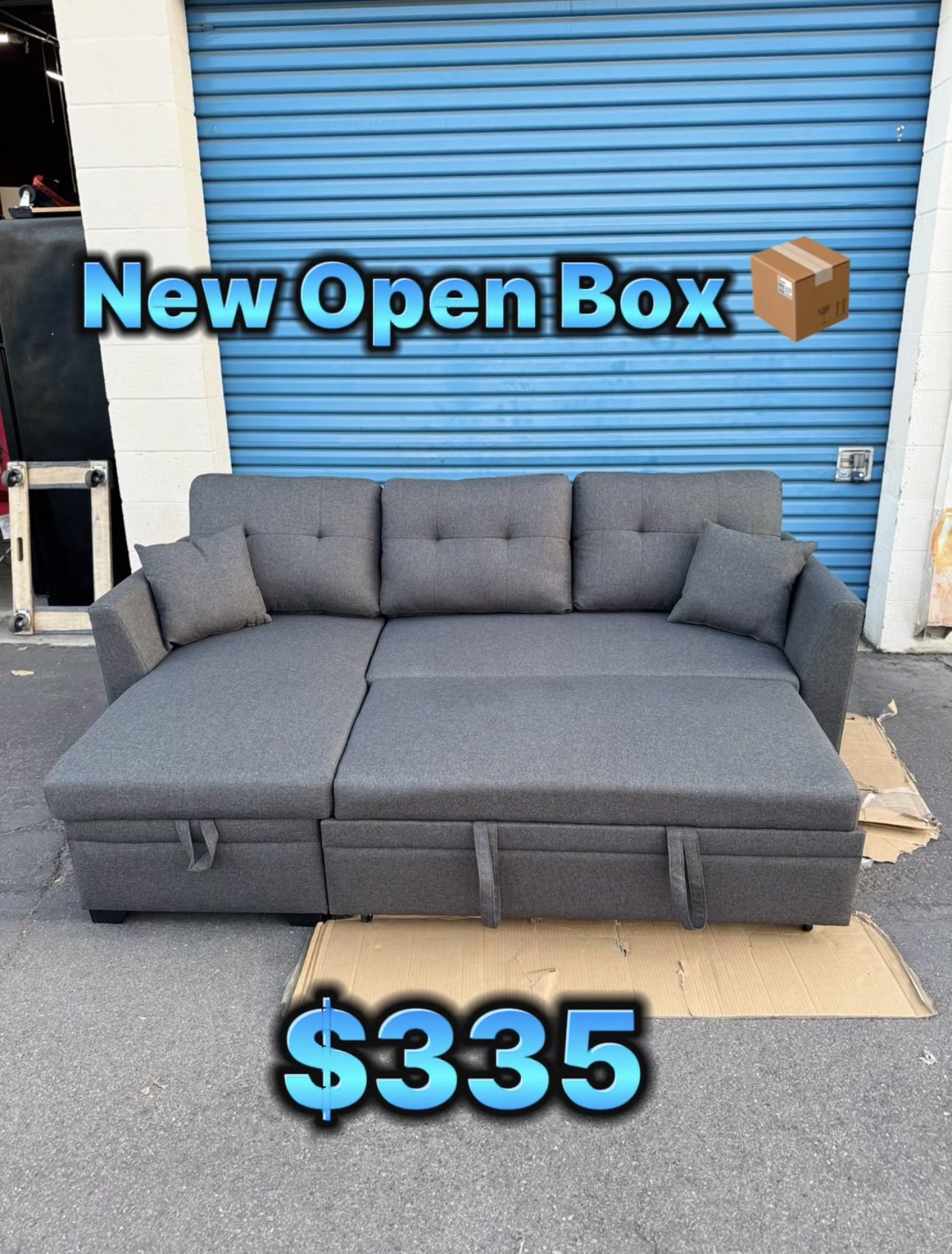 New Open Box Sofa Bed Couch 🛋️ Pull Out Bed✅ Reversible L✅ Storage Underneath ✅