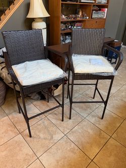 Brand New Patiojoy Outdoor Bar Chairs seat to Floor 31in, back to floor 46 in
