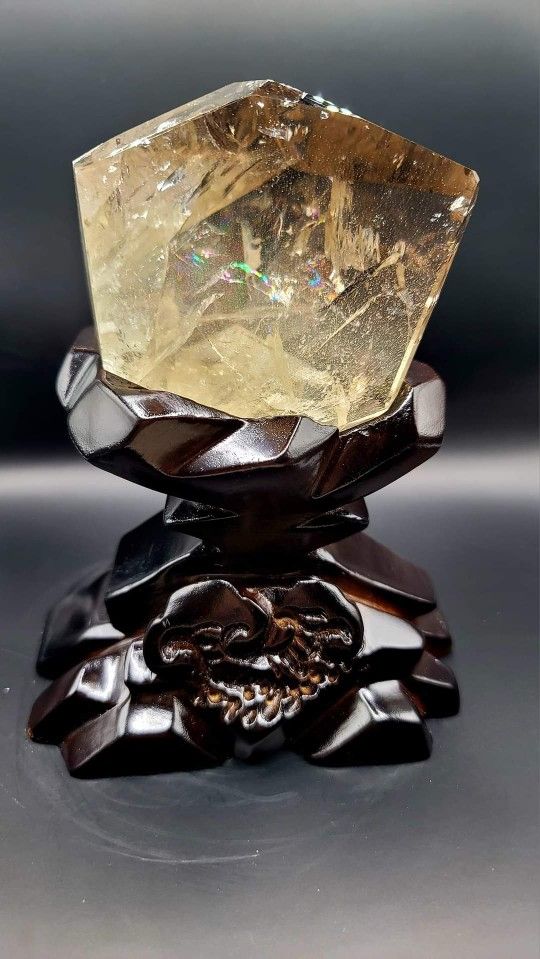 Smokey Citrine On Wooden Stand