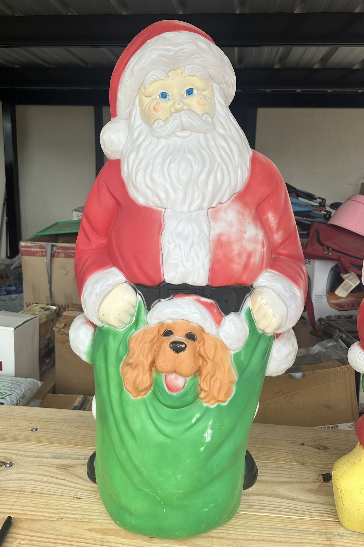 Vintage Santa w/puppy Blow Mold