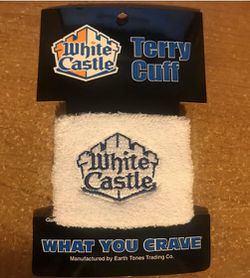 (3)White Castle Wristbands, Classic Logo, White, NEW on card