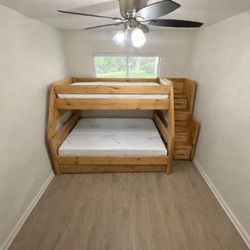 Bunk Beds  full  bed down and twin up real wood Very Good Condition  it’s comes with stairs drawers With just one twin Mattress   