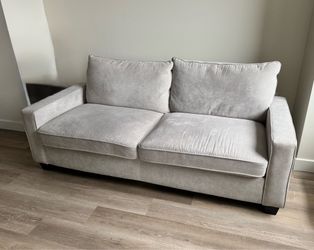 Living Spaces Reid Buff Beige Fabric 80" Sofa