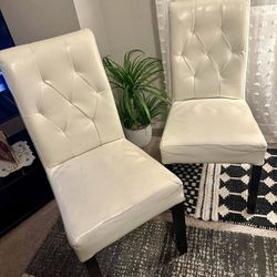 4 Leather dining chairs, Like new
