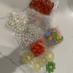 Bunch Of Beads Heart, Pearl , Ribbon, Flower Jewelry Making Beading 