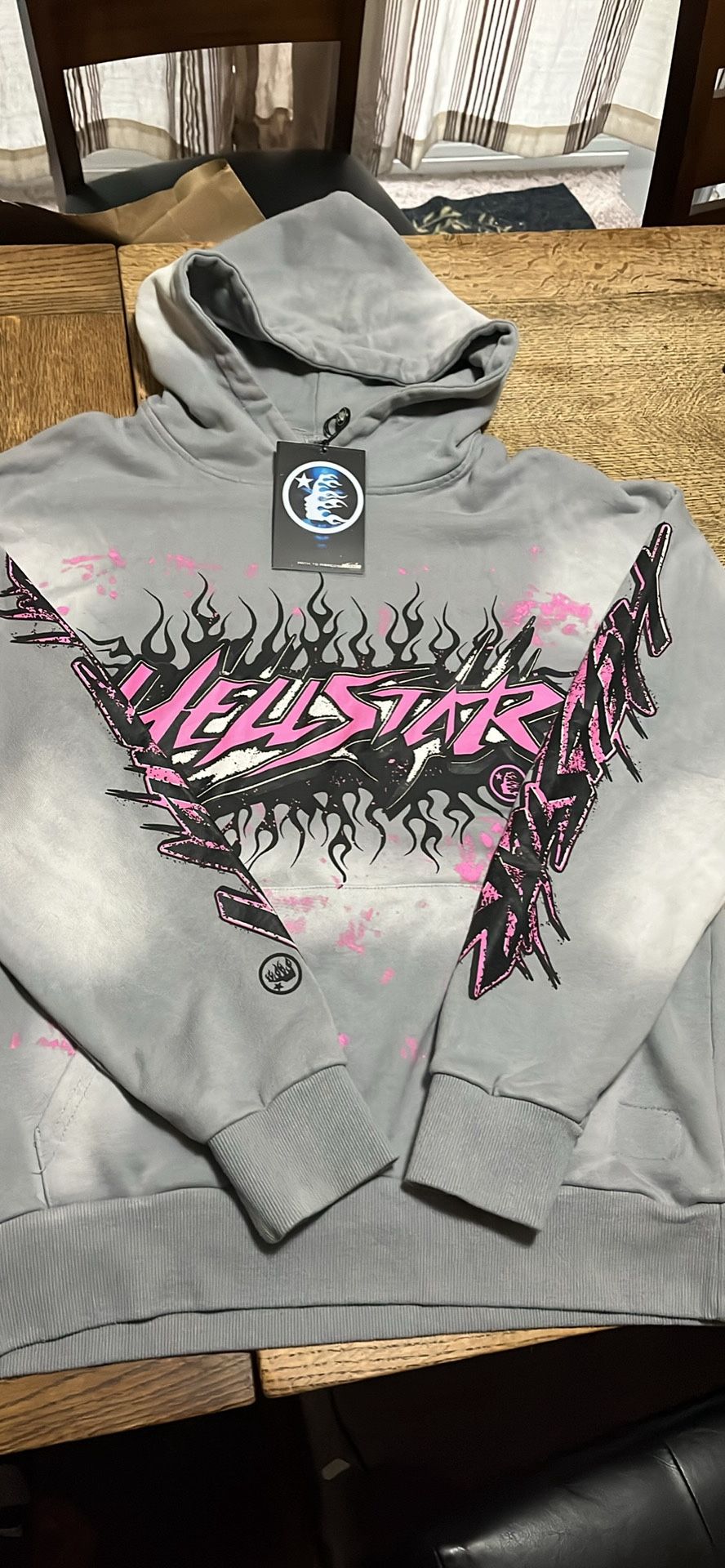 pink and grey hellstar hoodie
