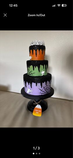Halloween Candy Corn Lane 3 Tier Cake Ghosts Spiders