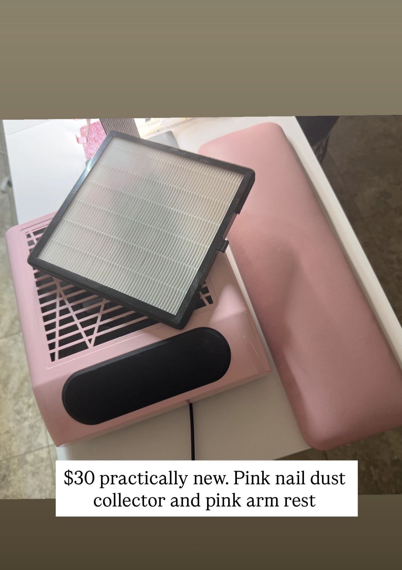 Pink dust collector and Pink arm rest