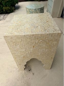 Capiz shell side table end table beach coastal