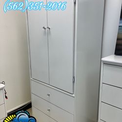 White Closet Tall Wardrobe With Diamond Knobs Handles 