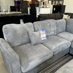 4 Piece Sectional Corduroy Sofa With Ottoman 