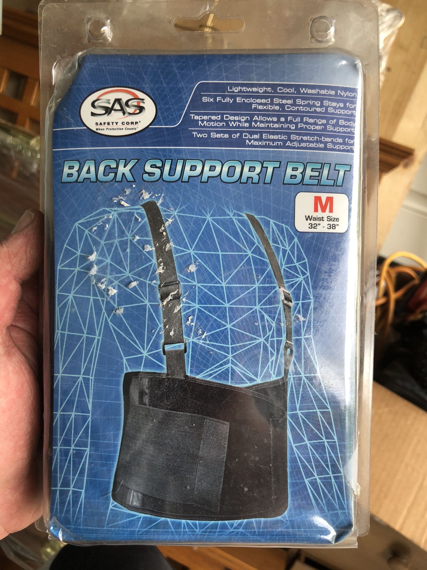 SAS safety Corp, Back Support Belt, medium 32”-38”