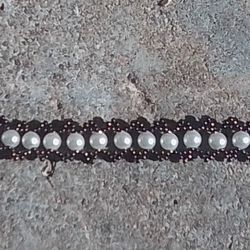 Black Gold Pearl And Crystals Adjustable Beaded Bracelet