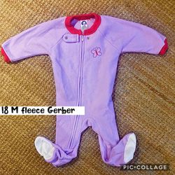 18 M fleece Gerber Zip Pajamas Footed butterfly logo