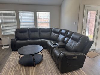 6-Piece Leather Power Reclining Sectional Sofa w/ Lumbar Support