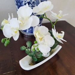 White Faux Orchid Plant | 10.6" Realistic Home Decor 🌱