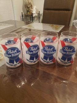 Pabst Blue Ribbon (PBR) beer can-shaped glasses