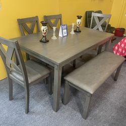 Dining Table With 4 Chairs And A Bench - Delivery And Financing Available 
