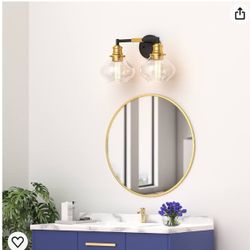 Bathroom Vanity Lights, 2 Lights Makeup Vanity Fixtures with Globe Clear Glass Shade Black Gold Wall Sconces for Bathroom Bedroom Sink Mirrors Vanity 