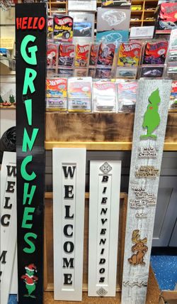 DIY welcome sign 32.5x6.5 / Grinch $25/ Bienvenidos $20 or order a  customized sign