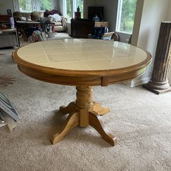 Oak And Tile Kitchen Table