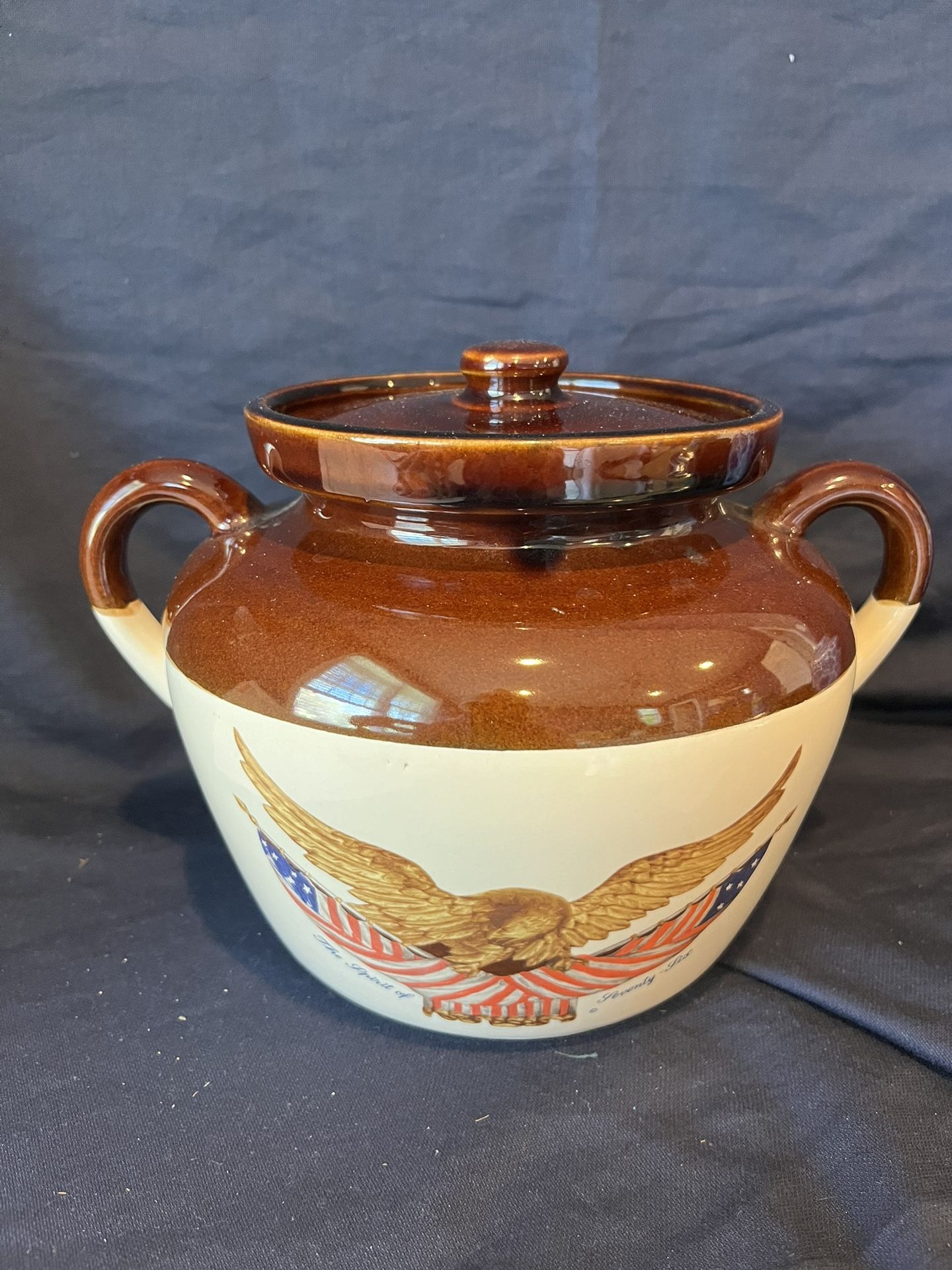 Vintage McCoy Spirit of 76 Carved Wooden Eagle USA Cookie Jar Bean Pot