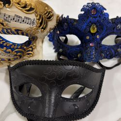 Couples Masquerade Mask Set Plus Bonus Mask 