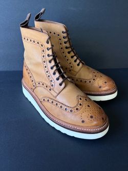 Nice Grenson England Derby Brogue Biker Leather Boots Botas Inglesas 8 US