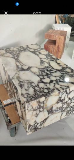 Calacatta viola plinths real marble coffee table 40”