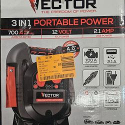 Vector JUMP STARTER - 700 Peak Amp Automotive Jump Starter, Portable Power – 10W USB Port, 12V DC Port


