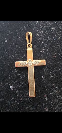 Baby or Little girl! 14K GOLD Cross 1" Pendant with Natural Diamonds