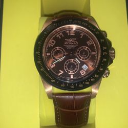 Invicta Mens 10712 Speedway Brown Dial Brown Leather Watch