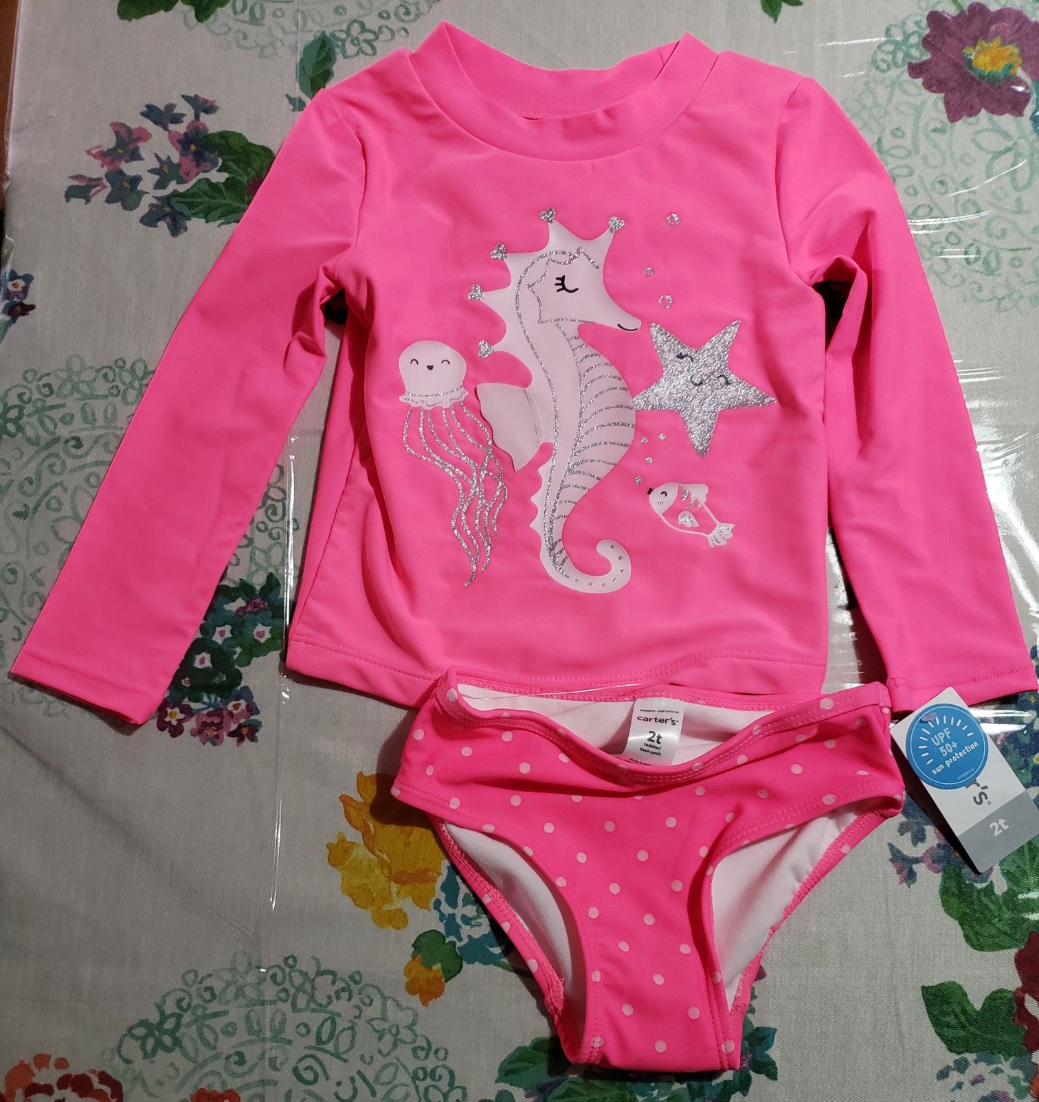 Brand New - Carters 2 piece seahorse swimsuit 2T BNWT