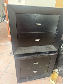 Black Wood Dresser with Silver Handles